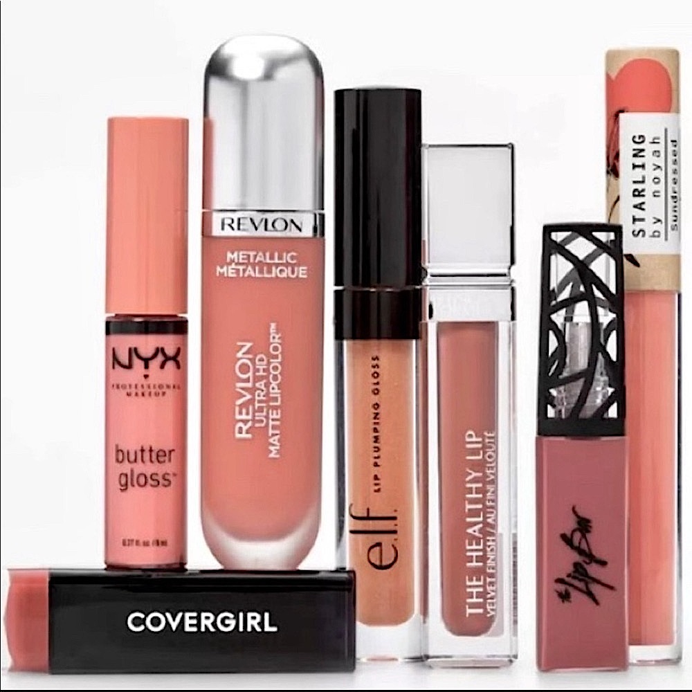 $55 Neutral Lip Kit 7 Full Size Lip Gloss, Lipstick